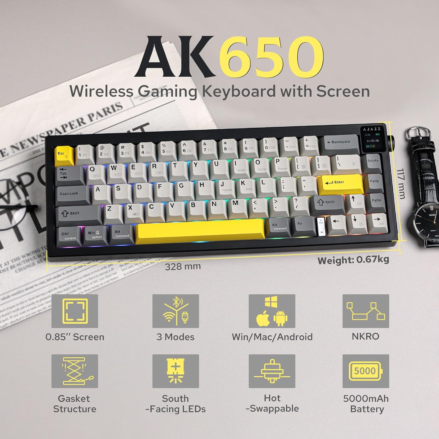 Ajazz AK650 Gaming Mechanical  – Gaming Keyboard Budget Bewertung und Preis