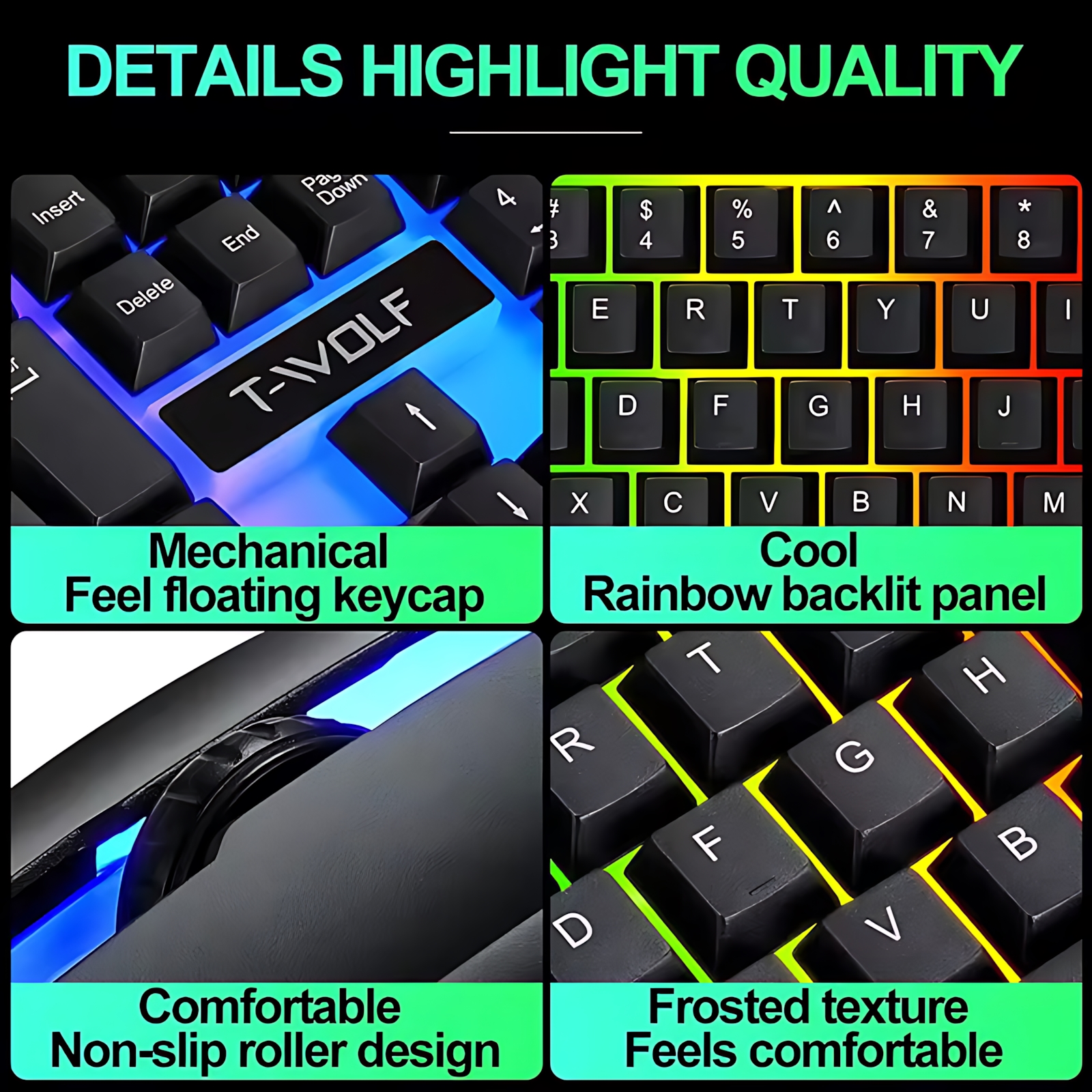 Rainbow Backlit Wired Keyboard – Gaming Keyboard Mouse Combo Bewertung und Preis