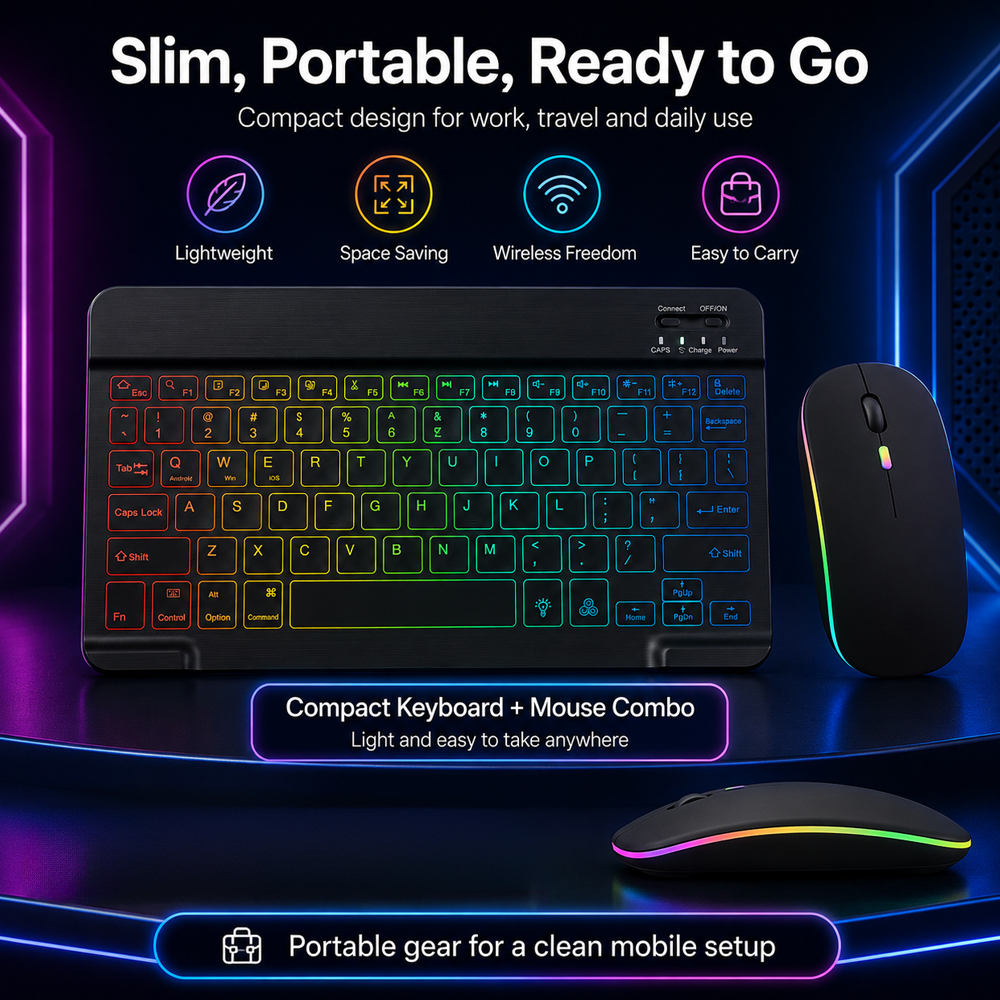 New Ultra Slim Portable 7 Colo – Gaming Keyboard Mouse Wireless Bewertung und Preis